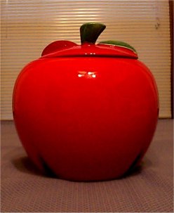 Glossy Red Apple Cookie Jar 